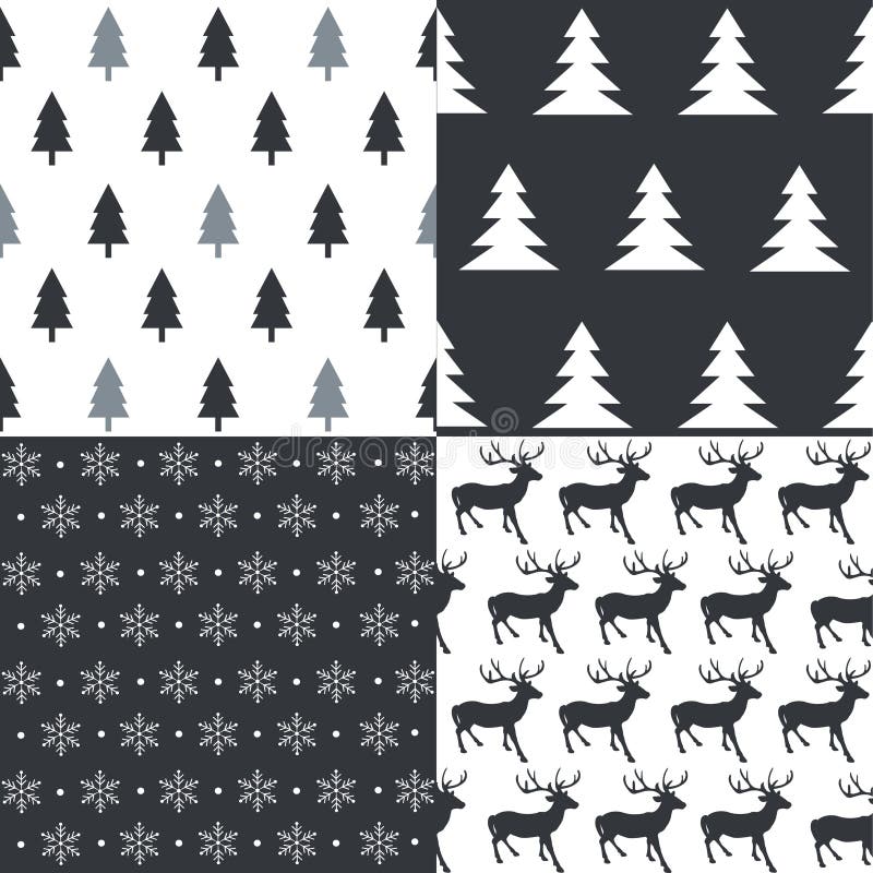 Winter Christmas vector seamless patterns stock illustration
