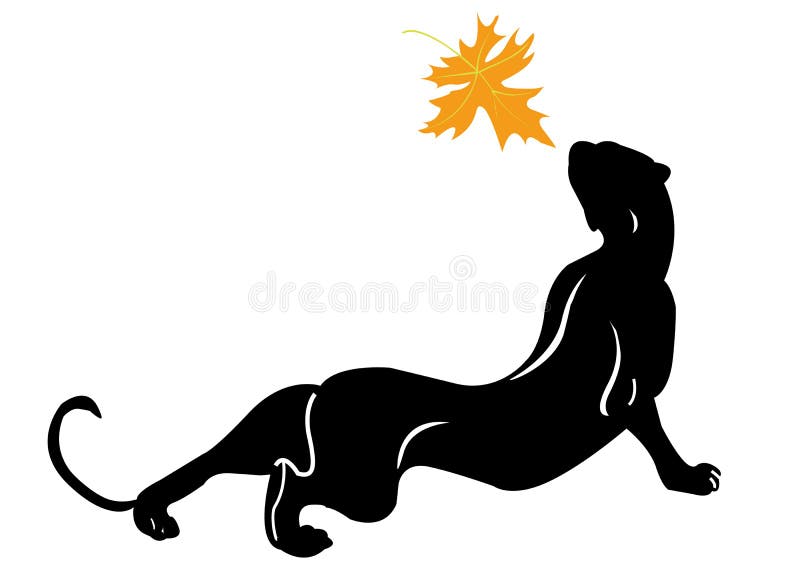 Blackenning panther and leaf royalty free illustration