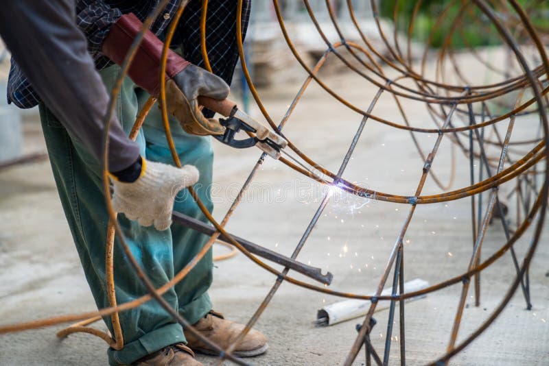 Blacksmith Technicians are Welding Several Curve Wires To Form a Structure Stock Image Image
