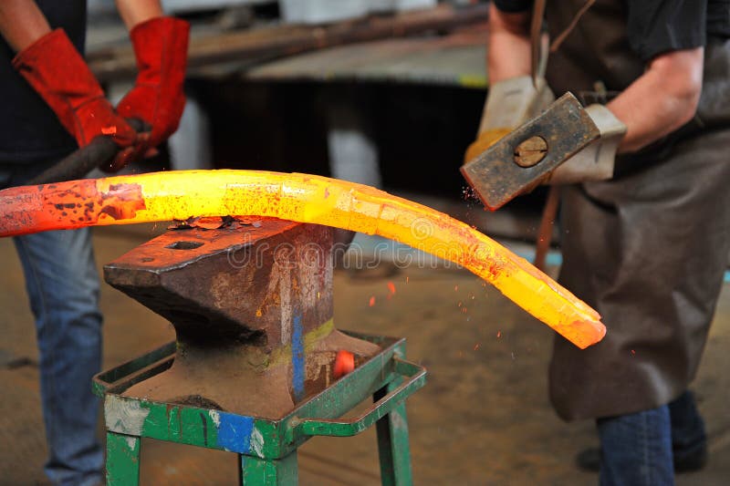 Blacksmiths Manually the Molten Metal Stock Photo Image of
