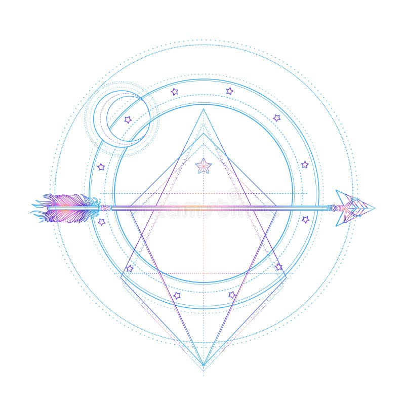 Lotus Flower Geometric Moon Arrows Gradient Graphic T-Shirt Lotus Flower Geometric Moon Arrows Gradient Graphic T-Shirt