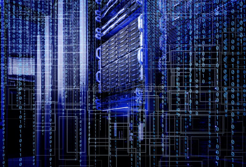 Blade storage supercomputer of data center binary code royalty free stock photo Blade storage supercomputer of data center binary code royalty free stock photo