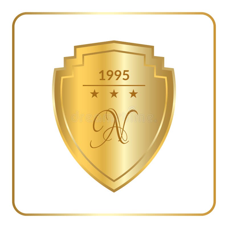 Blanc d'or d'emblème de bouclier illustration stock Blanc d'or d'emblème de bouclier illustration stock