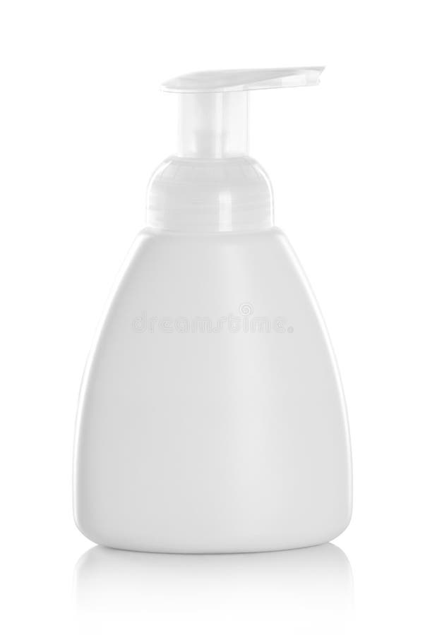 Blanc en plastique de bouteille de pompe de distributeur de gel, de mousse ou de savon liquide photos stock Blanc en plastique de bouteille de pompe de distributeur de gel, de mousse ou de savon liquide photos stock