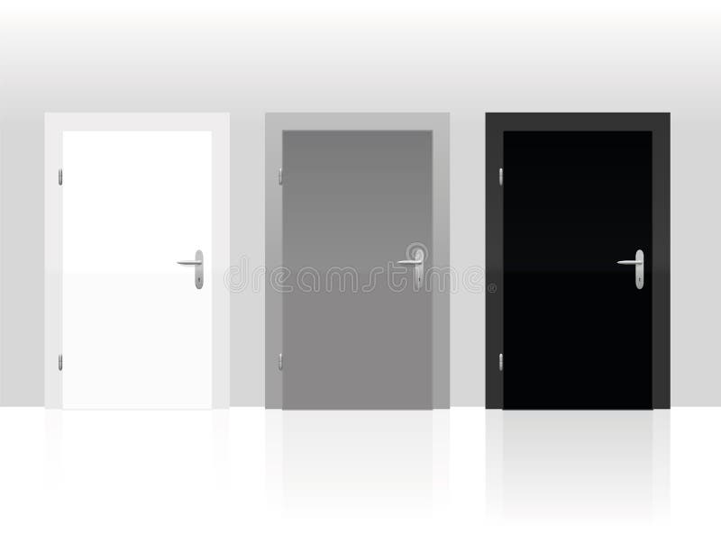 Blanc Gray Black Closed de trois portes illustration stock Blanc Gray Black Closed de trois portes illustration stock