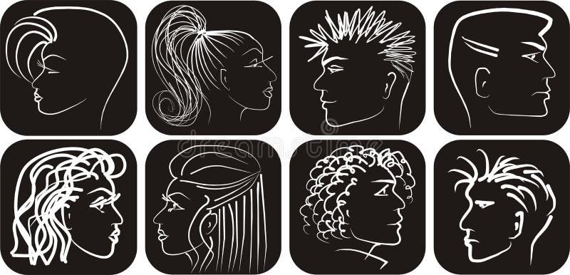 Blanc noir équipe et les profils de womans illustration de vecteur Blanc noir équipe et les profils de womans illustration de vecteur