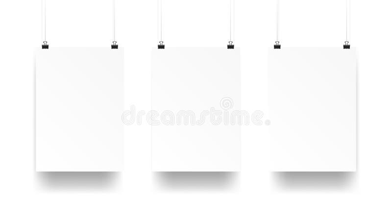 Blanco claro A4 en los clips de papel stock de ilustración Blanco claro A4 en los clips de papel stock de ilustración