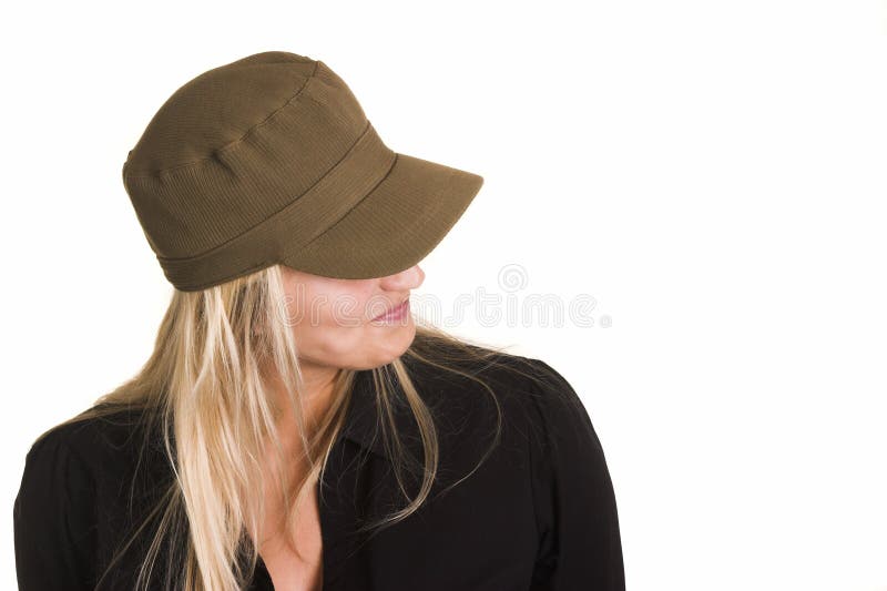 Bland woman with hat