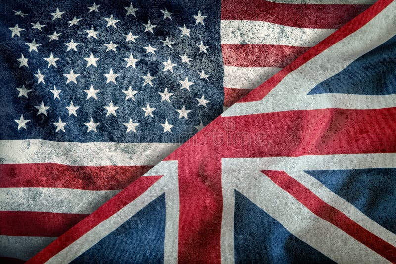 Mixed Flags of the USA and the UK. Union Jack flag.Flags of the USA and the UK Divided Diagonally. Mixed Flags of the USA and the UK. Union Jack flag.Flags of the USA and the UK Divided Diagonally.