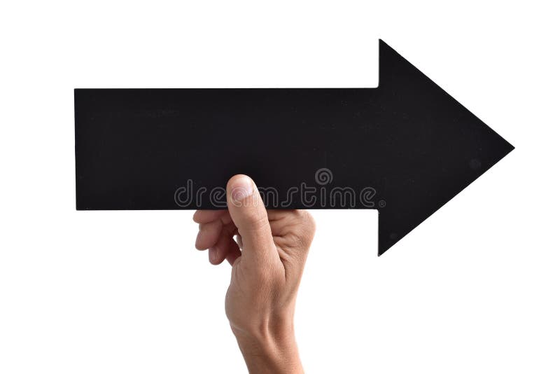 Panou de semnalizare în formă de arc gol care indică spre dreapta stock images