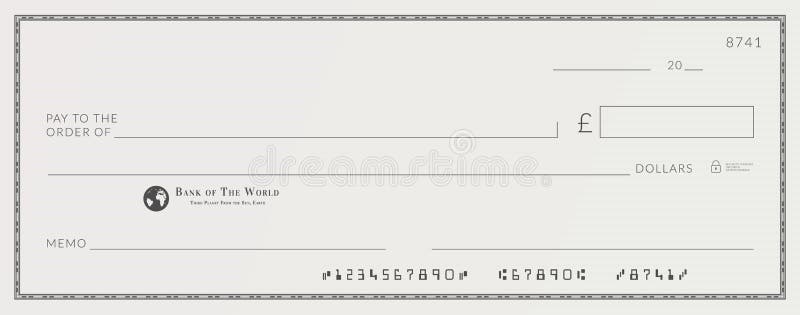 Blank Bank Cheque. Personal Desk Check Template with Empty Field Intended For Blank Money Order Template