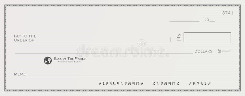 Blank Bank Cheque. Personal Desk Check Template with Empty Field Regarding Blank Money Order Template