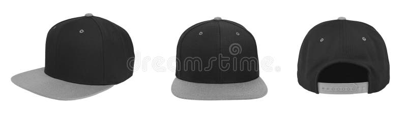 Blank baseball snapback cap two tone color black/gray royalty free stock photos