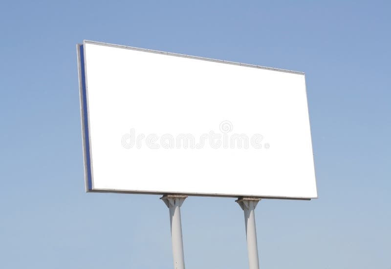 Blank billboard against blue sky with a place for