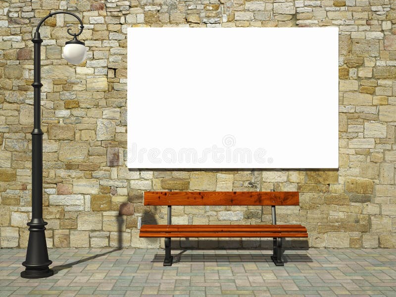 Blank billboard on brick stock illustration