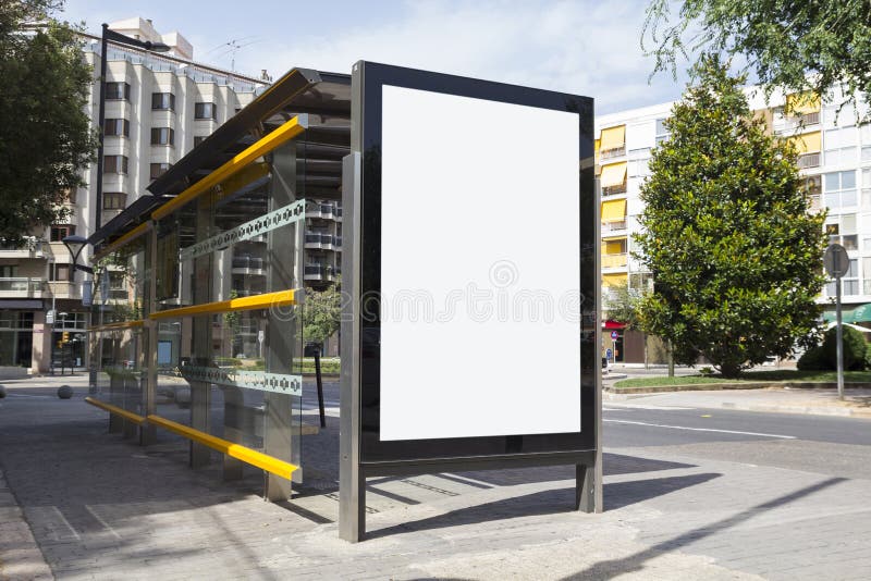 Download Blank Billboard In A Bus Stop Stock Image - Image of display, shelter: 56359217