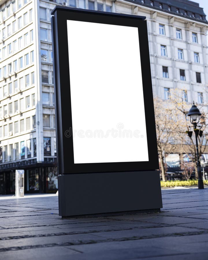 Blank Billboard in the city street. White empty display for copy space stock photo