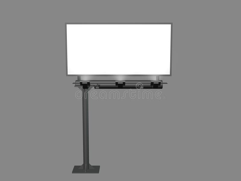 Blank billboard. Isolated on grey background. 3D rendering illus royalty free illustration