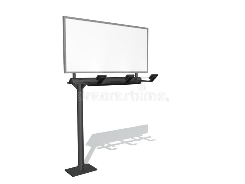 Blank billboard. Isolated on white background. 3D rendering illustration. stock illustration