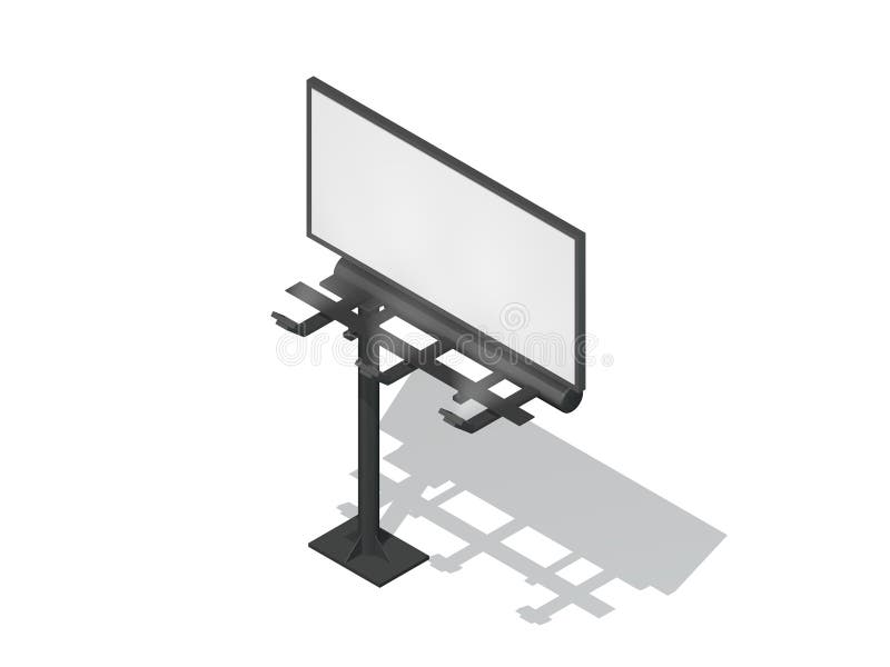 Blank billboard. Isolated on white background. 3D rendering illustration royalty free illustration
