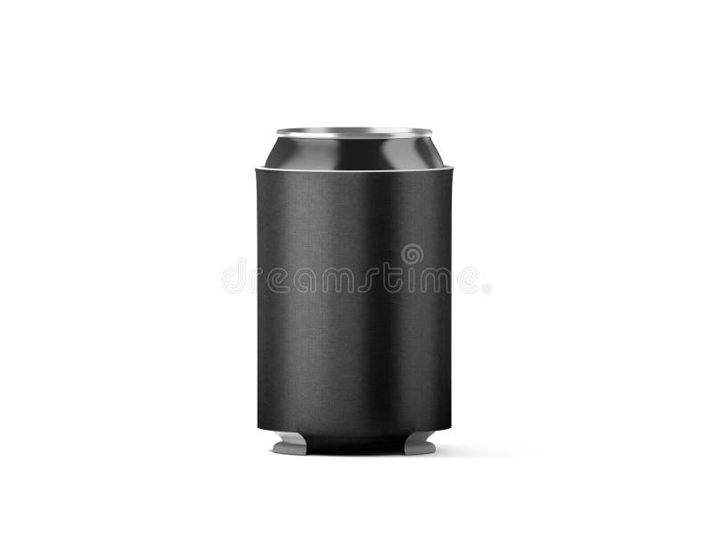 Blank black collapsible beer can koozie mockup isolated