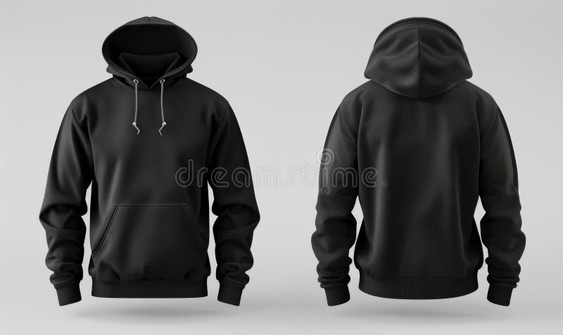 Blank Black Male Hoodie, Template for Your Design Mockup. Front and ...