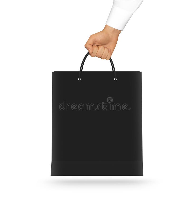 Download Blank Black Paper Bag Mock Up Holding In Hand. Empty ...