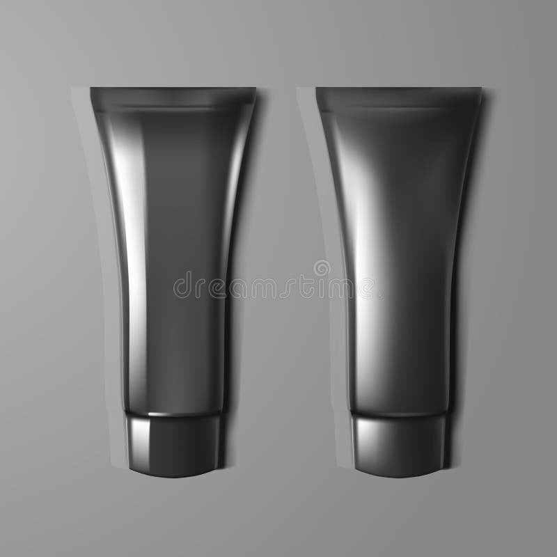 Blank Black Plastic Cosmetic Cream Tubes vector illustration Blank Black Plastic Cosmetic Cream Tubes vector illustration