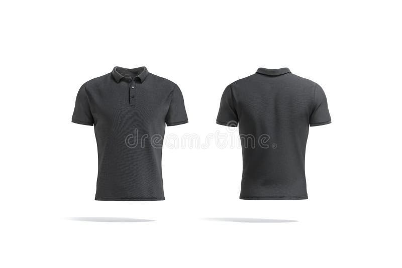 Blank Black Polo Shirt Mock Up, Front and Back View Stock Illustration ...