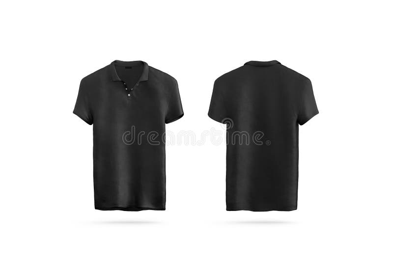 Blank Black Polo Shirt Mock Up Isolated Front And Back Stock