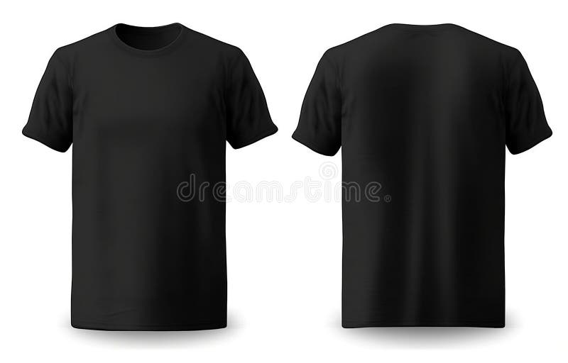 Black Blank T-Shirt Mockup Template for Front and Back, Isolated on ...