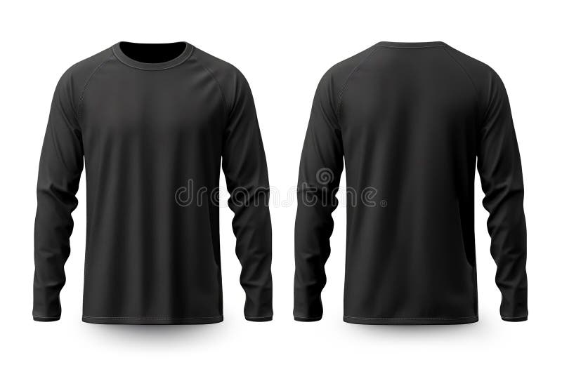 Front and Back Blank Black Shirt Mockup Template, Generative AI Stock ...