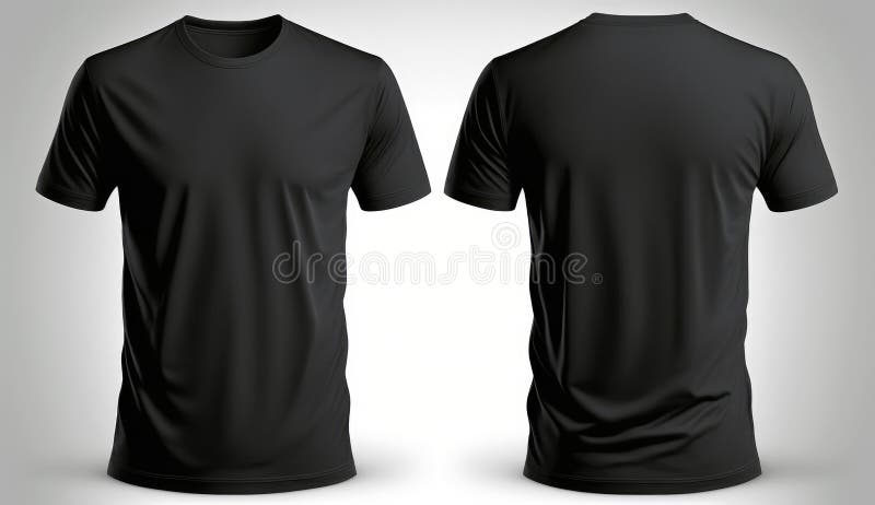 Blank Black Shirt Mockup Template for Front and Back View. Stock ...