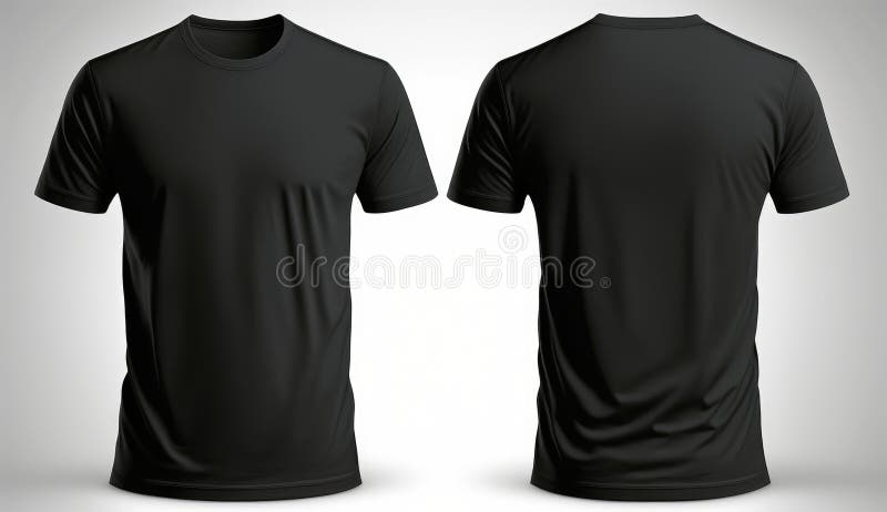 Blank Black Shirt Mockup Template for Front and Back View. Stock ...