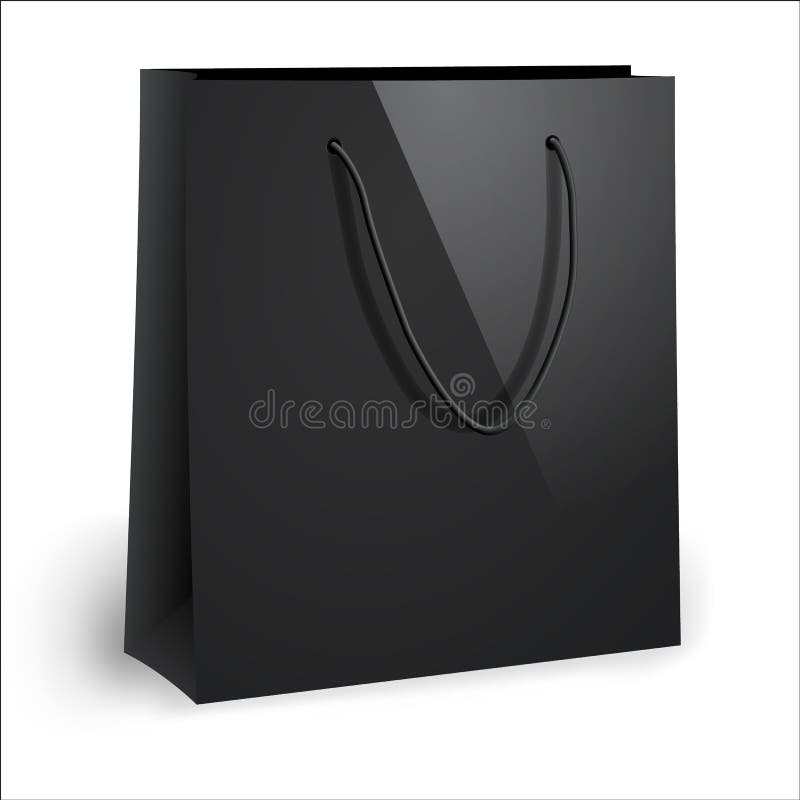 Blank Black Shopping Bag Template Stock Illustration - Illustration of ...