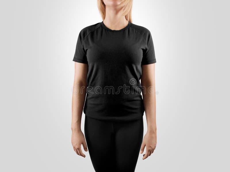 Download Blank Black T-shirt Design Mockup, . Stock Image - Image ...