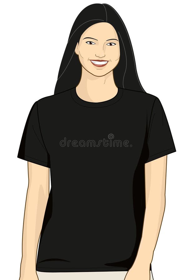 Blank Black T-shirt Model Woman 6 Stock Illustration - Illustration of ...