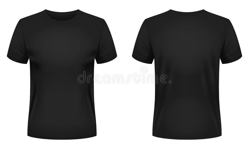 Blank Black T-shirt Template. Front and Back Views. Vector Illustration ...