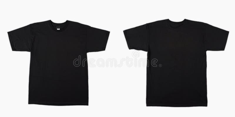 Blank Black T-shirt Set Isolated Mock Up Tshirt To Be Printed. Stock ...