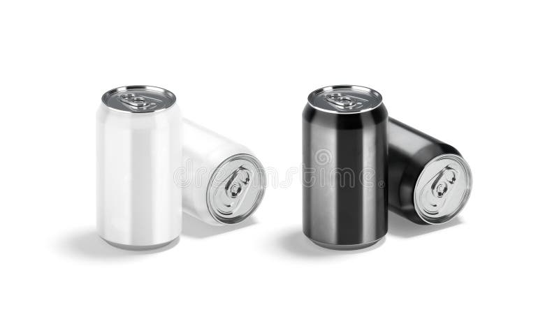 Blank Black, White Aluminum 330 Ml Soda Can Mockup, Stand Lying Stock ...