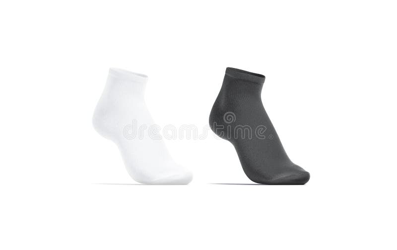 Blank Black and White Ancle Socks Mockup Set, Half-turned View Stock ...