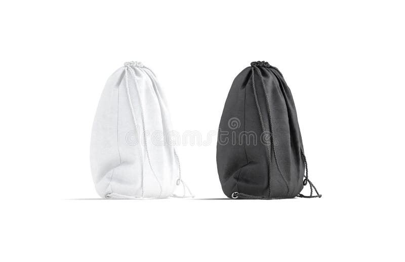 Download Blank Black And White Drawstring Backpack Mockup Set Isolated Stock Photo Image Of Black Packing 187910146