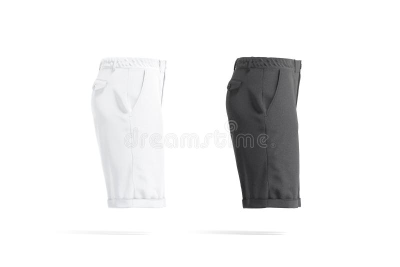 Blank Black and White Men Shorts Mockup, Profile View Stock ...