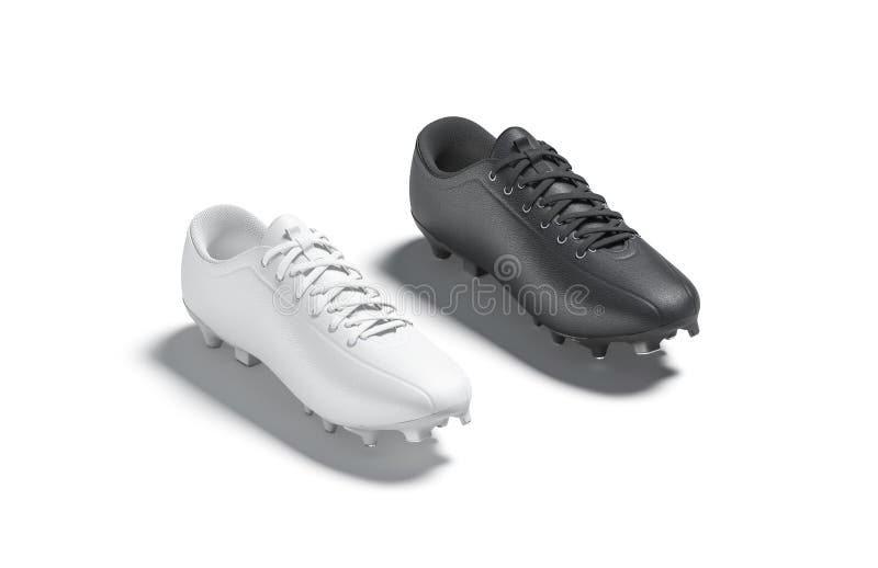 Blank Black and White Soccer Boot with Rubber Cleats Mockup, Stock ...