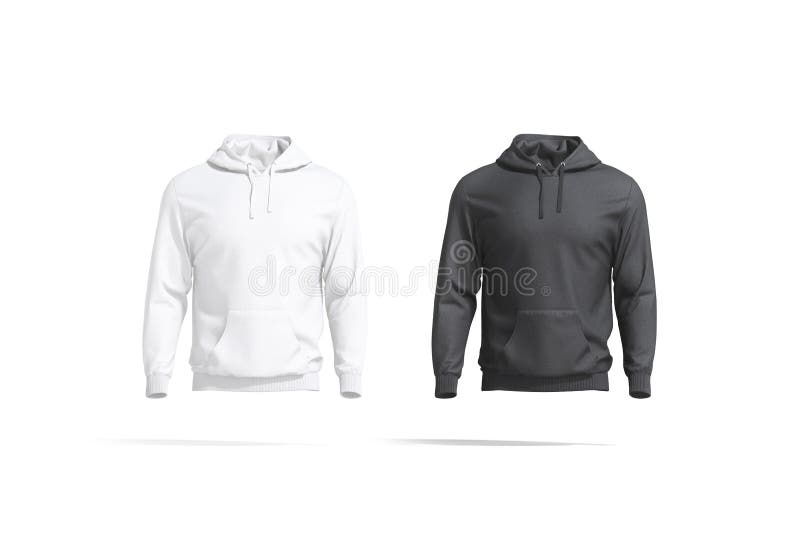 Blank Black and White Sport Hoodie with Hood Mockup Set Stock ...