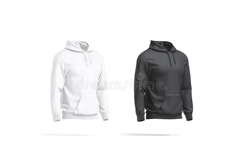 Blank Black and White Sport Hoodie Mockup Set, Side View Stock ...