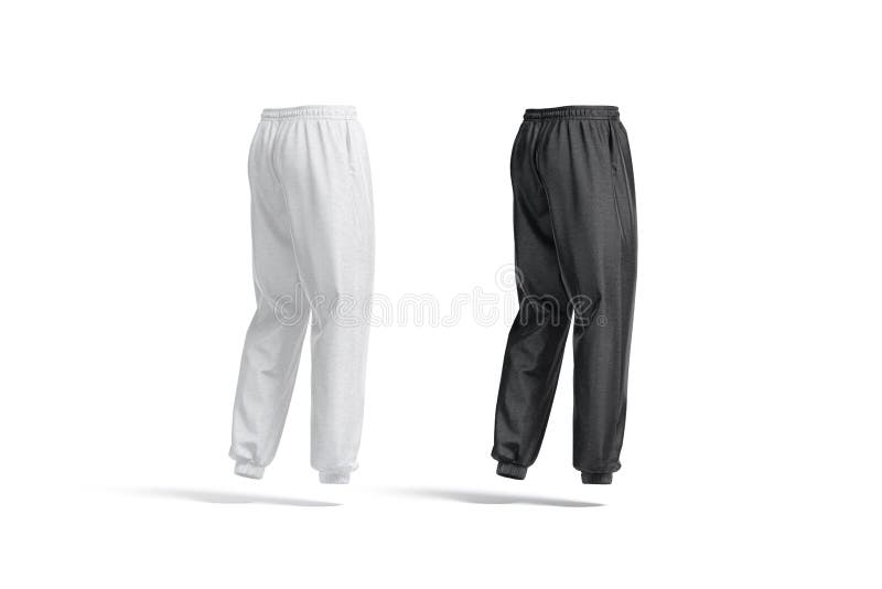 Blank Black and White Sport Sweatpants Mockup, Back Side View