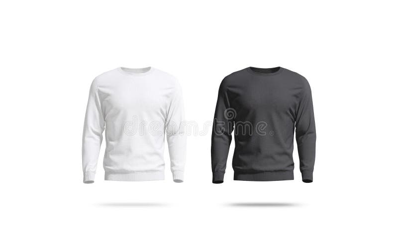 Blank Black and White Sweatshirt Mock Up Set, Front View Stock ...