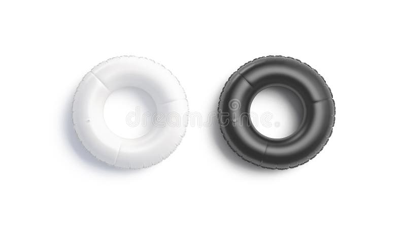 Blank black and white swim ring mockup set, top view