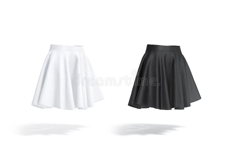 Blank Black and White Women Mini Skirt Mockup, Side View Stock ...